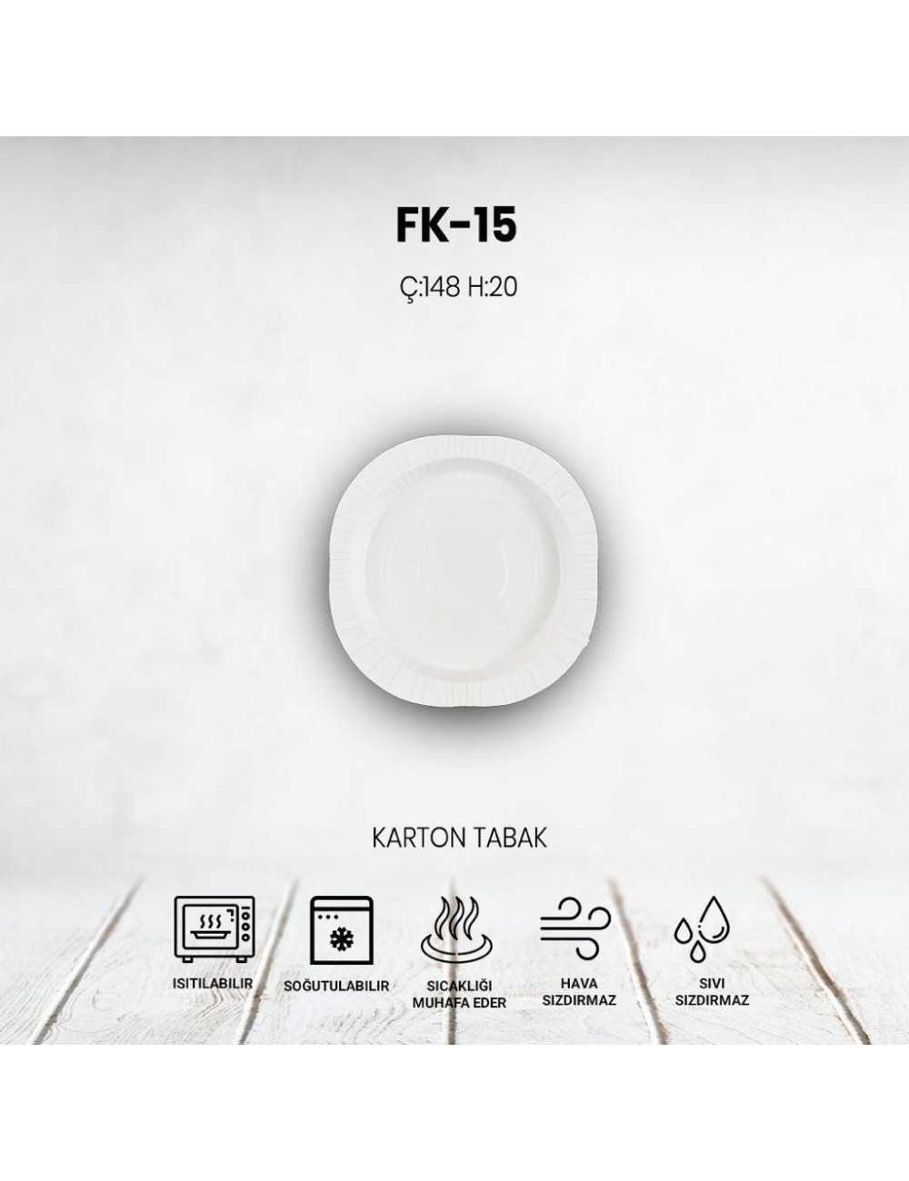 FK-15 TEK PORSİYON KARTON TABAK YEMEK KABI 148x20mm